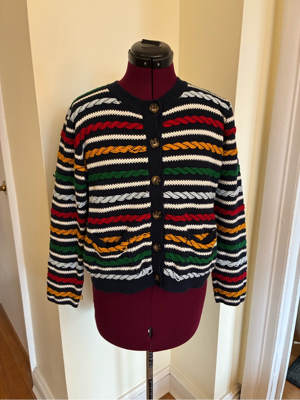La Ligne x Target Multicolor Striped Cable Rope Cardigan
